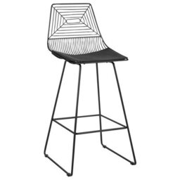 Beliani Set Of 2 Black Metal Counter-Height Dining Chairs With Faux Leather Seats And Wired Openwork Backrest - thumbnail 4