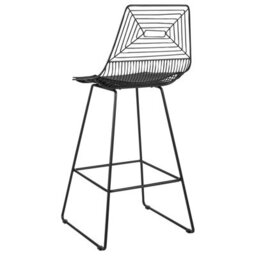Beliani Set Of 2 Black Metal Counter-Height Dining Chairs With Faux Leather Seats And Wired Openwork Backrest - thumbnail 6