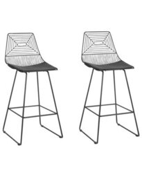 Beliani Set Of 2 Black Metal Counter-Height Dining Chairs With Faux Leather Seats And Wired Openwork Backrest - thumbnail 3