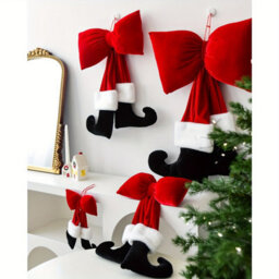 Amorly 40Cm Christmas Velvet Ribbon Bow Ornament, Suitable For Christmas Trees, Home Window Decorations, Festive Party Arrangements - thumbnail 3