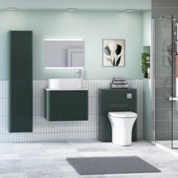 Royal Bathrooms Avenza 600mm Deep Moss Green Wall Hung Bathroom Countertop Vanity Unit 1 Drawer With Peak Basin - thumbnail 4