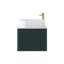 Royal Bathrooms Avenza 600mm Deep Moss Green Wall Hung Bathroom Countertop Vanity Unit 1 Drawer With Peak Basin - thumbnail 6