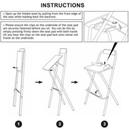 Taylor & Brown Folding Bar Stool - Wooden Effect Seat With Footrest, Silver Frame, Foldable Kitchen & Restaurant Seating (Black) - thumbnail 8