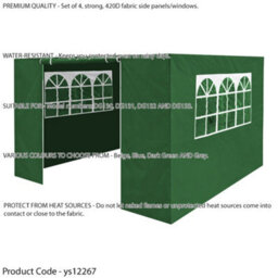 Loops Side Walls Door & Windows For 3X3M Pop-Up Gazebo - Green - Garden Party Tent - thumbnail 2