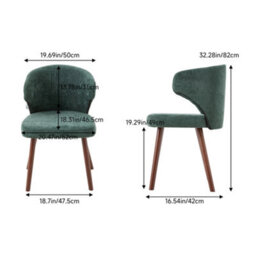 Thehotsale Green Set Of 2 Chenille Dining Chairs With Ergonomic Backrest And Oak Wood Legs - thumbnail 6