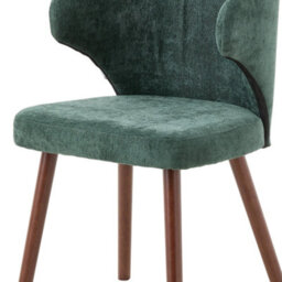 Thehotsale Green Set Of 2 Chenille Dining Chairs With Ergonomic Backrest And Oak Wood Legs - thumbnail 5