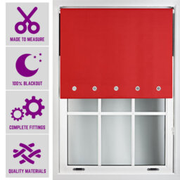 Furnished Made To Measure Blackout Roller Blinds With Round Eyelets - Red Blind For Home And Office (W)90Cm (L)210Cm - thumbnail 1