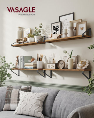 LEDREM Wall Shelves, Floating Shelves Wall Mounted, Set Of 2, 2 Mounting Ways, 60 Cm, For Living Room, Bathroom, Kitchen