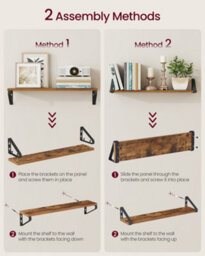 LEDREM Wall Shelves, Floating Shelves Wall Mounted, Set Of 2, 2 Mounting Ways, 60 Cm, For Living Room, Bathroom, Kitchen - thumbnail 6