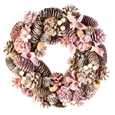 Dibor Traditional Enchanted Meadow Pink Front Door Autumn Wreath Winter Spring Wreath 30Cm - image 1