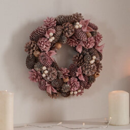 Dibor Traditional Enchanted Meadow Pink Front Door Autumn Wreath Winter Spring Wreath 30Cm - thumbnail 3