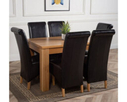 That's Furniture Dakota 127 X 82 Cm Chunky Oak Small Dining Table And 6 Chairs Dining Set With Montana Black Leather Chairs - thumbnail 3