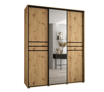 Arte Cannes Xi Mirrored Sliding Door Wardrobe W190Cm - Elegant Oak Artisan Storage For Ample Wardrobes - image 1