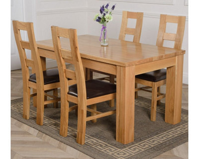 That's Furniture Dakota 152 X 87 Cm Chunky Medium Oak Dining Table And 4 Chairs Dining Set With Yale Chairs - image 1