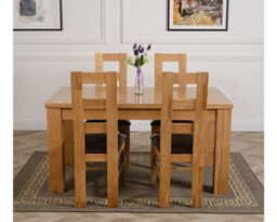 That's Furniture Dakota 152 X 87 Cm Chunky Medium Oak Dining Table And 4 Chairs Dining Set With Yale Chairs - thumbnail 2