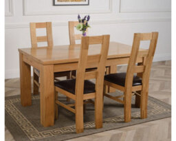 That's Furniture Dakota 152 X 87 Cm Chunky Medium Oak Dining Table And 4 Chairs Dining Set With Yale Chairs - thumbnail 3