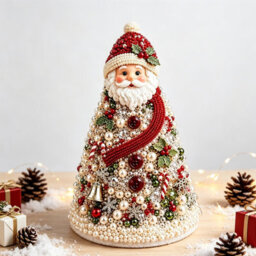 CLEFFNS Diy Beaded Christmas Tree Craft Kit, 3D Pearl Decoration Small Ornaments, Handmade Crystal Holiday Decor, Relaxing Tabletop Decor - thumbnail 1
