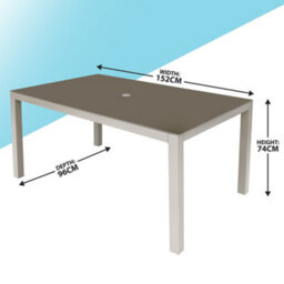 Loops Garden Dining Set - 1.5M Table & 6X Chairs - Light Grey Aluminium & Rope Outdoor - thumbnail 5
