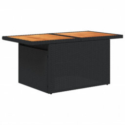 Berkfield Garden Table Black 100X55X73 Cm Poly Rattan And Acacia Wood - thumbnail 4
