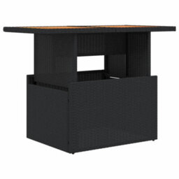 Berkfield Garden Table Black 100X55X73 Cm Poly Rattan And Acacia Wood - thumbnail 2