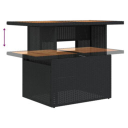 Berkfield Garden Table Black 100X55X73 Cm Poly Rattan And Acacia Wood - thumbnail 8