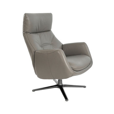 Angel Cerda Stylish Dark Grey Leather Swivel Recliner For Ultimate Comfort - image 1