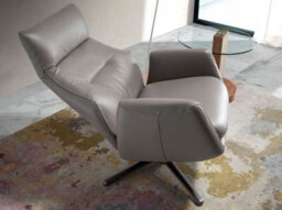 Angel Cerda Stylish Dark Grey Leather Swivel Recliner For Ultimate Comfort - thumbnail 5