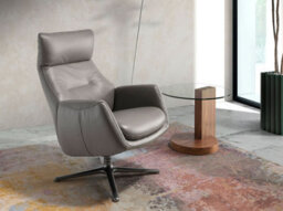 Angel Cerda Stylish Dark Grey Leather Swivel Recliner For Ultimate Comfort - thumbnail 2