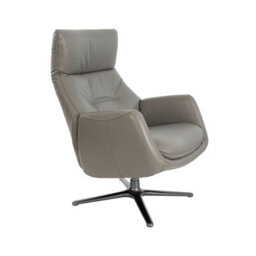 Angel Cerda Stylish Dark Grey Leather Swivel Recliner For Ultimate Comfort - thumbnail 1