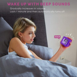 1 Pack Purple Digital Travel Alarm Clock - Easy Setting, Snooze Function, Soft Night Light, Large Screen Displaying Time Month - thumbnail 2
