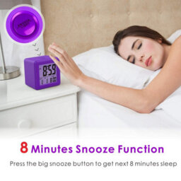 1 Pack Purple Digital Travel Alarm Clock - Easy Setting, Snooze Function, Soft Night Light, Large Screen Displaying Time Month - thumbnail 3