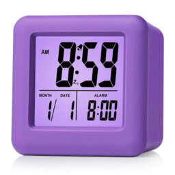 1 Pack Purple Digital Travel Alarm Clock - Easy Setting, Snooze Function, Soft Night Light, Large Screen Displaying Time Month
