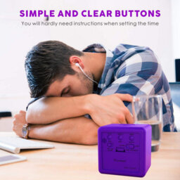 1 Pack Purple Digital Travel Alarm Clock - Easy Setting, Snooze Function, Soft Night Light, Large Screen Displaying Time Month - thumbnail 6