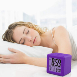 1 Pack Purple Digital Travel Alarm Clock - Easy Setting, Snooze Function, Soft Night Light, Large Screen Displaying Time Month - thumbnail 7