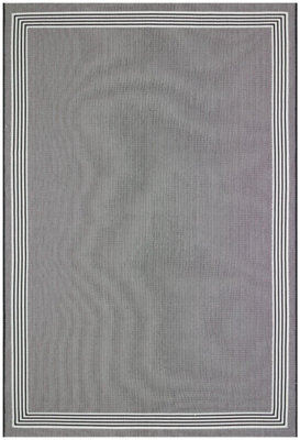 Bordered Black Modern Easy To Clean Dining Room Rug-160Cm X 230Cm - image 1