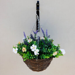 Primrose Artificial Wildflower Hanging Floral Arrangement In Wicker Basket 32Cm - thumbnail 3
