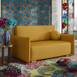 Viva Glov Iii Sofa Bed With Sleep Function Storage Container Chipboard Wooden Frame Sinuous Spring 154X98X85Cm Mustard