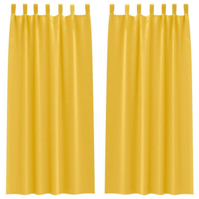 Berkfield Modern Curtains 2 Pcs Mustard Yellow 245 X 140 Cm Polyester