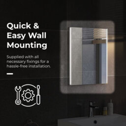 Ibathuk Glowvia Wall Mounted Led Illuminated Mirror, Modern Mirror For Bathroom With Touch Sensor & Demister Pad, 390 X 500mm - thumbnail 5