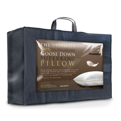 Littens Extra Filled Super King Size Hungarian Goose Down Pillow, Side Sleeper (50Cm X 90Cm)