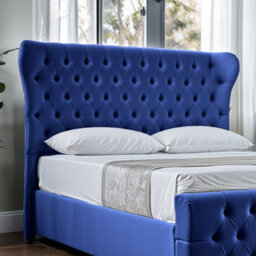 UKBEDFURNITURE Isabella Blue Slatted Base Upholstered Gas Lift Ottoman Storage Bed -  With 48 Inch Headboard - thumbnail 2