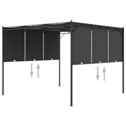 Berkfield Garden Gazebo With Side Curtain 3X3X2.25 M Anthracite - thumbnail 6