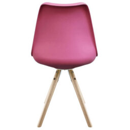 Fusion Living Soho Bright Pink Plastic Dining Chair With Pyramid Light Wood Legs - thumbnail 3