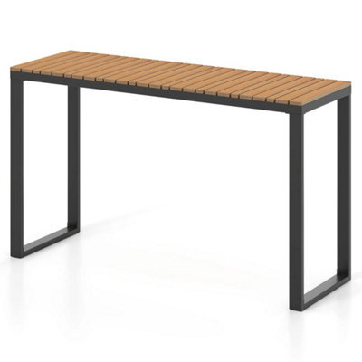 Outdoor Patio Table Side Table With Long Lasting Wpc Tabletop Brown - image 1