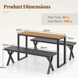 Outdoor Patio Table Side Table With Long Lasting Wpc Tabletop Brown - thumbnail 2