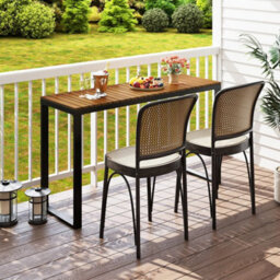 Outdoor Patio Table Side Table With Long Lasting Wpc Tabletop Brown - thumbnail 6