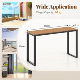 Outdoor Patio Table Side Table With Long Lasting Wpc Tabletop Brown - thumbnail 4