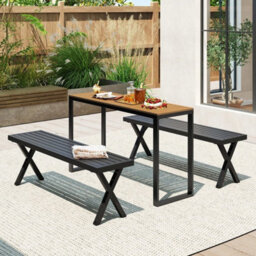 Outdoor Patio Table Side Table With Long Lasting Wpc Tabletop Brown - thumbnail 5