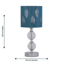 First Choice Lighting Set Of 2 Chrome Two Ball Table Lamps With Teal Fern Shades - thumbnail 7