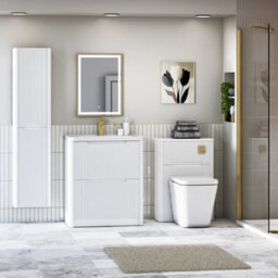 Royal Bathrooms Avenza 700mm Fluted Floor Standing Vanity Unit Matt White 2 Drawer Storage Cabinet With Ceramic Basin - thumbnail 4